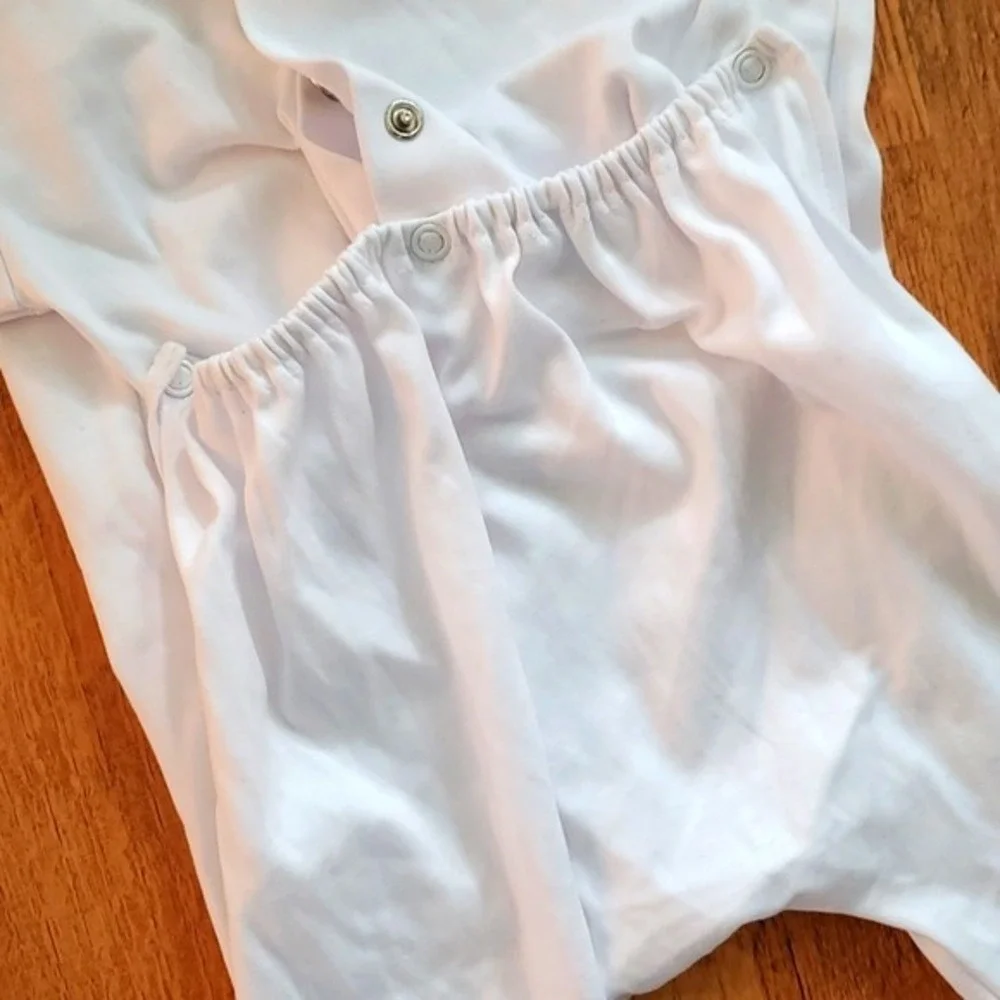 Kayce Hughes Unisex White Drop Seat Pima Cotton Pajamas‎ Size 9M
